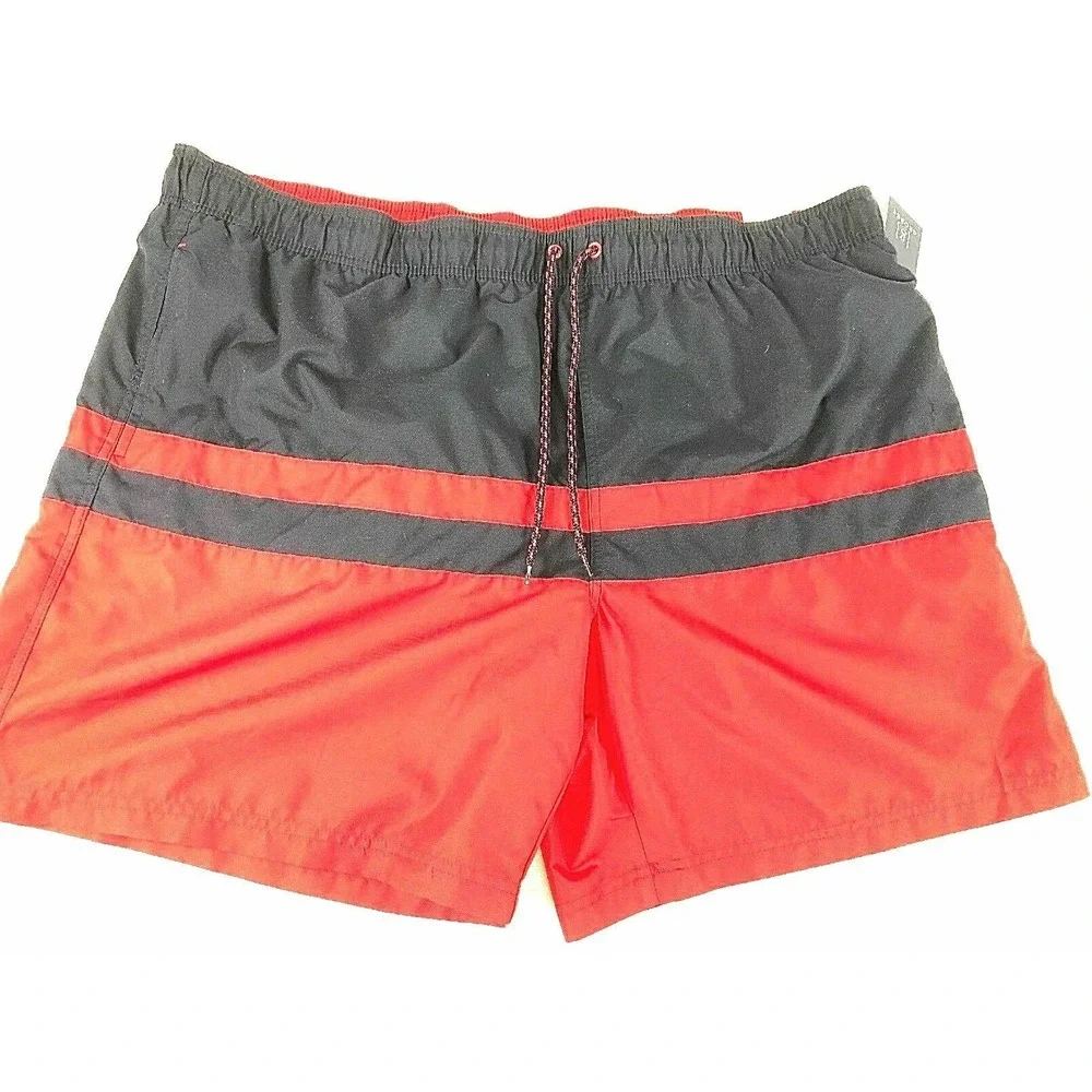 George Swim Trunks Men's Size 3XL 48-50 Red Navy Color Block Suit 8